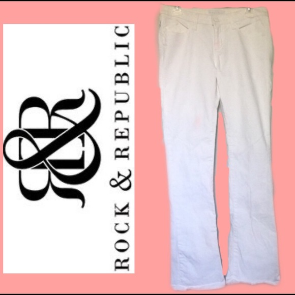 Rock & Republic White Jewel Embellished Jean Size8 - Picture 1 of 10